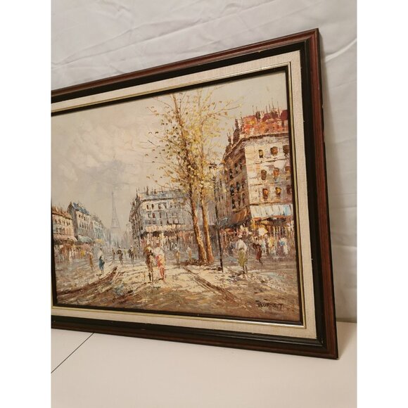 C. BURNETT Oil Painting PARIS Market Street Scene EIFFEL TOWER Impressionist 60s - Picture 2 of 7